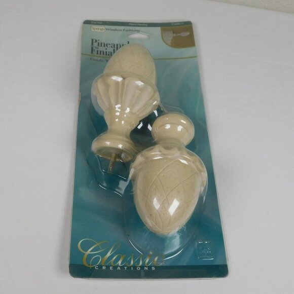 Pineapple Finials New One Pair NeoClassic Decorative Whitewash Finish Springs - Picture 2 of 8